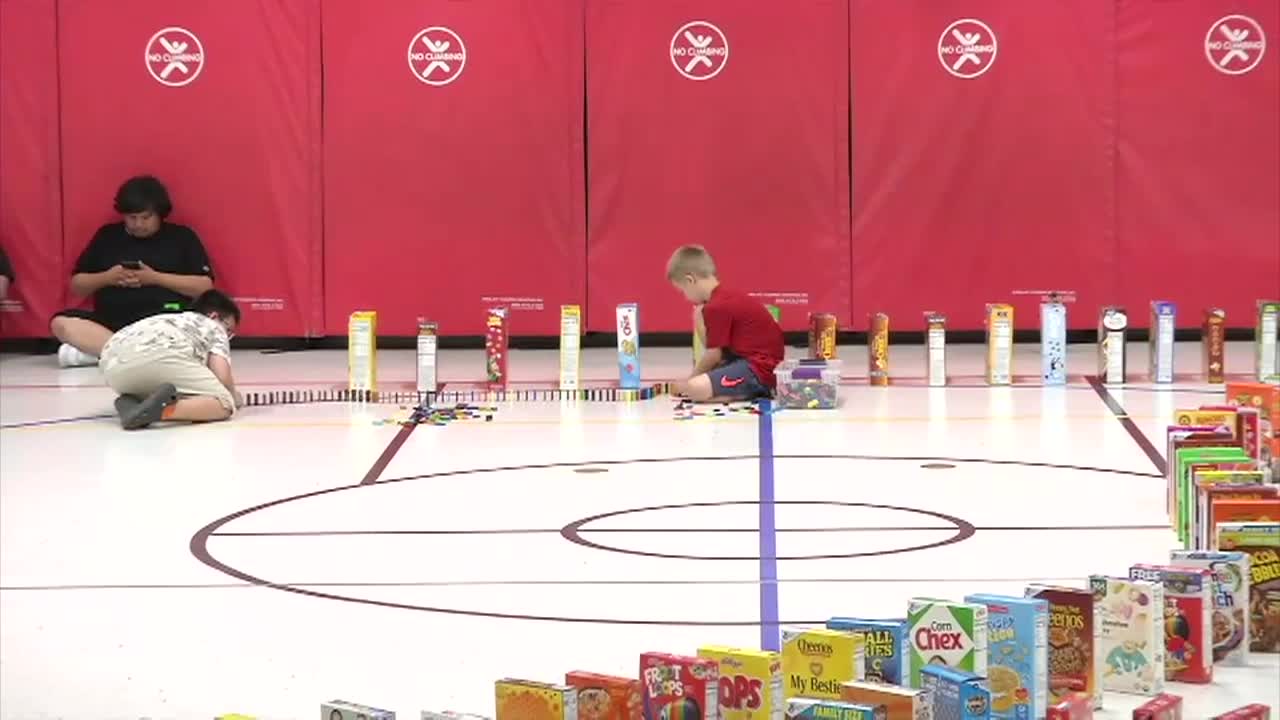 Mendota Elementary Cereal Domino Knockdown