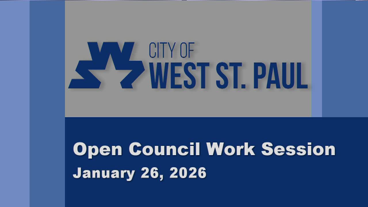 Thumbnail image for West St. Paul Open Council Work Session 1-26-26
