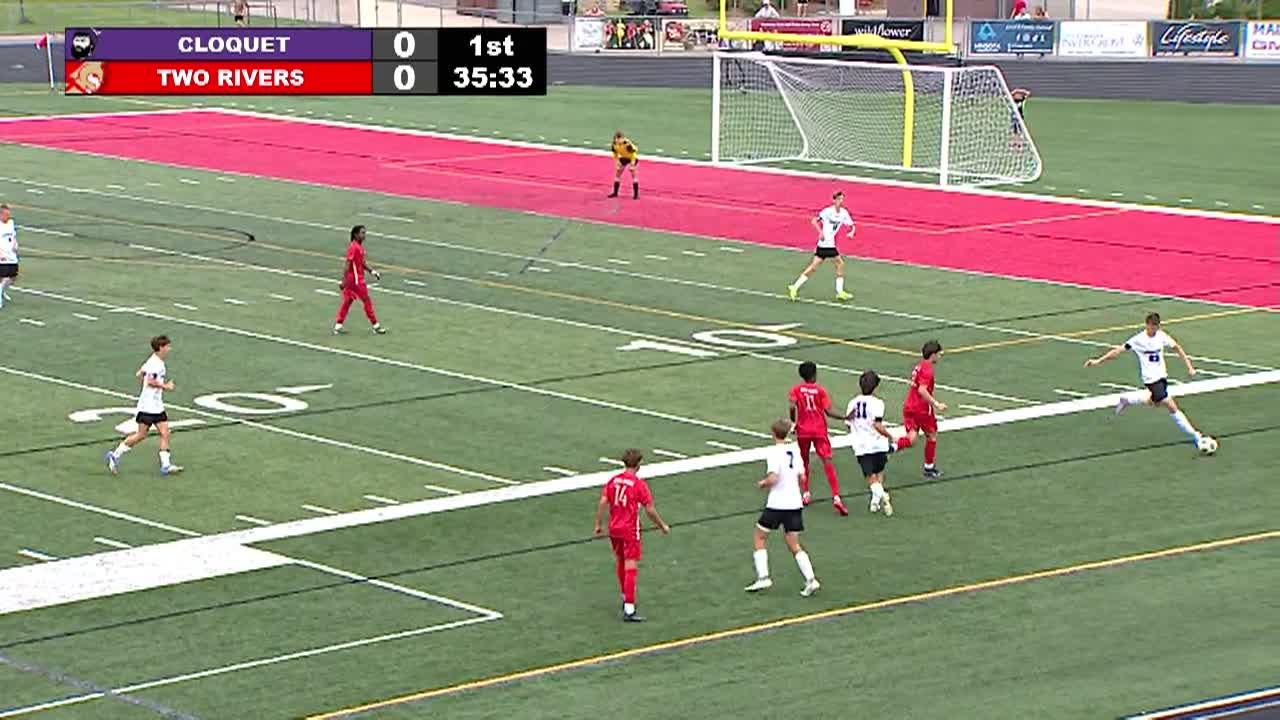 boys playing soccer on a soccer field