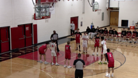 basketball players lined up for a free throw
