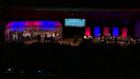 choir and band on stage